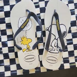Havaianas Mens Snoopy Flip Flops - Black and White